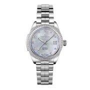 NORQAIN Adventure Sport Diamond Bezel Mother-of-Pearl Diamond Dial Stainless Steel Automatic Watch 37mm